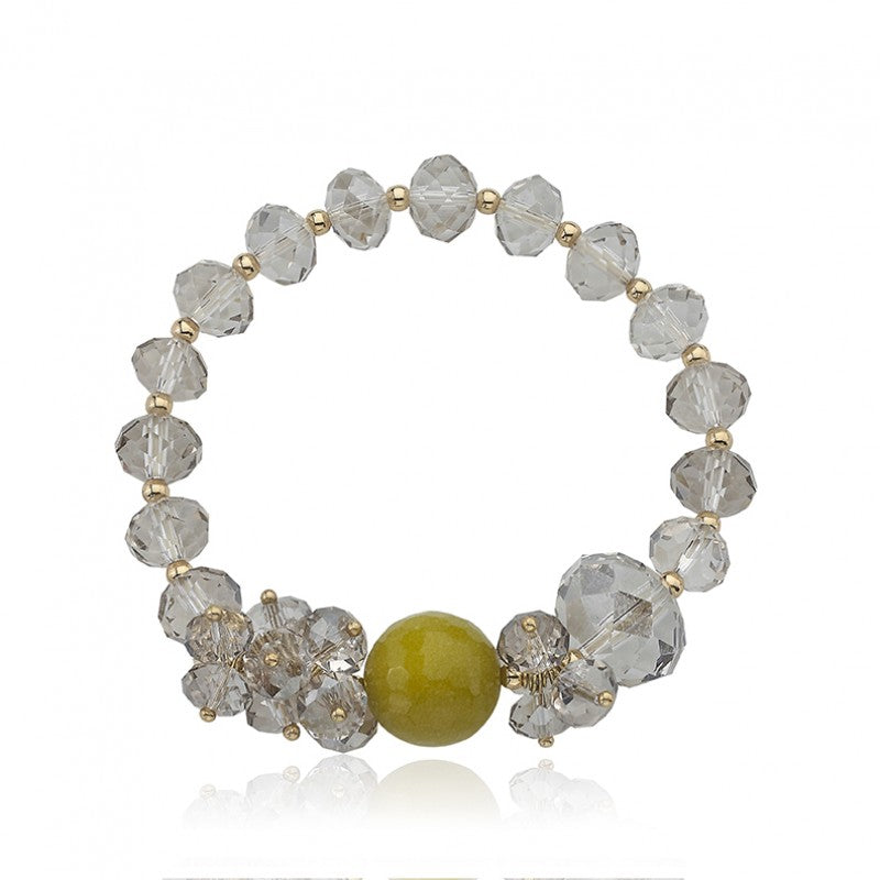 AVANT-GARDE Green Faceted center Bead Bracelet Wholesale