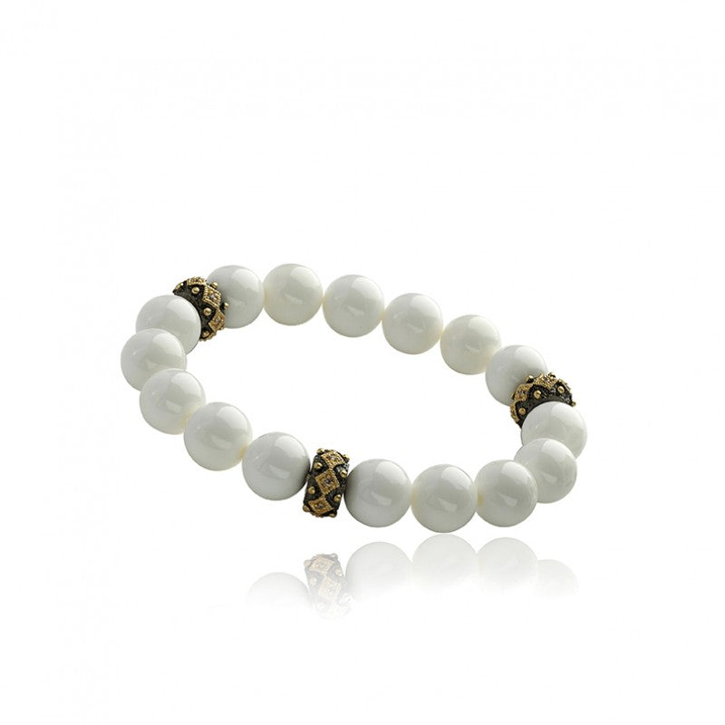 AVANT-GARDE White Agate Beads Stretch Bracelet Wholesale