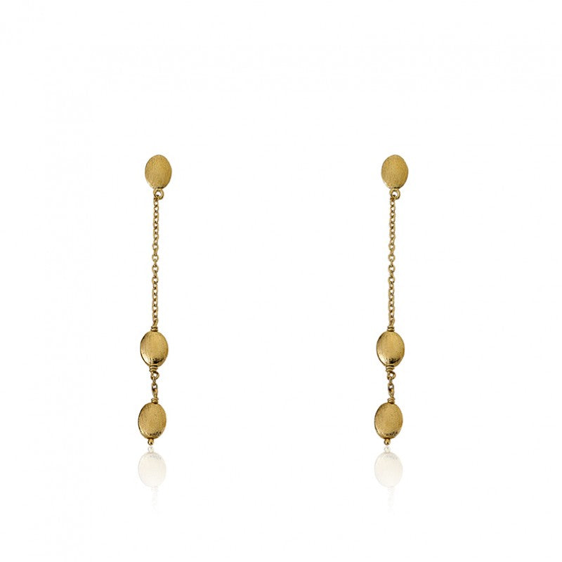 14K Gold Plated ARCTIC MIST 3 Brushed Nuggets Earrings Wholesale