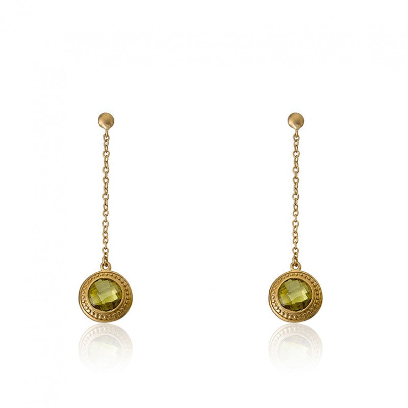 14K Gold Plated ARCTIC MIST Long Chain Circle Earrings Wholesale