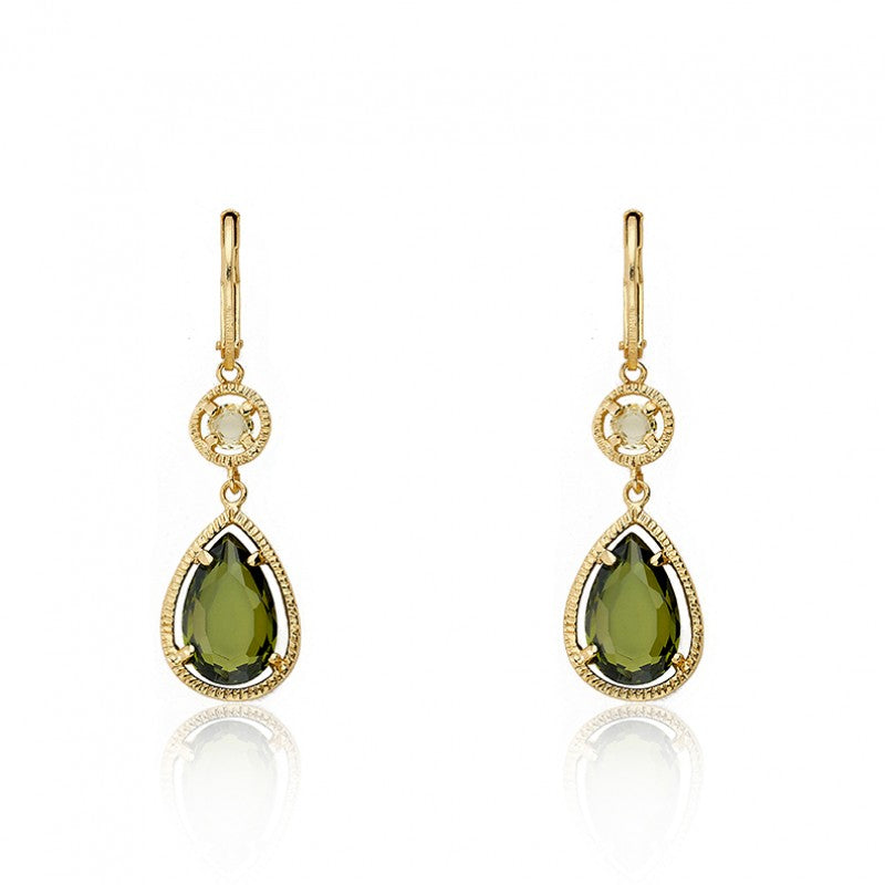 14K Gold Plated ARCTIC MIST Teardrop Leverback Gold Earrings Wholesale