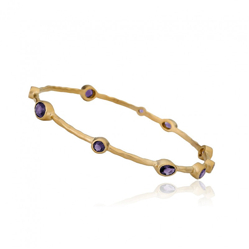 ARCTIC MIST Hammered Small Stones Thin Bangle Wholesale