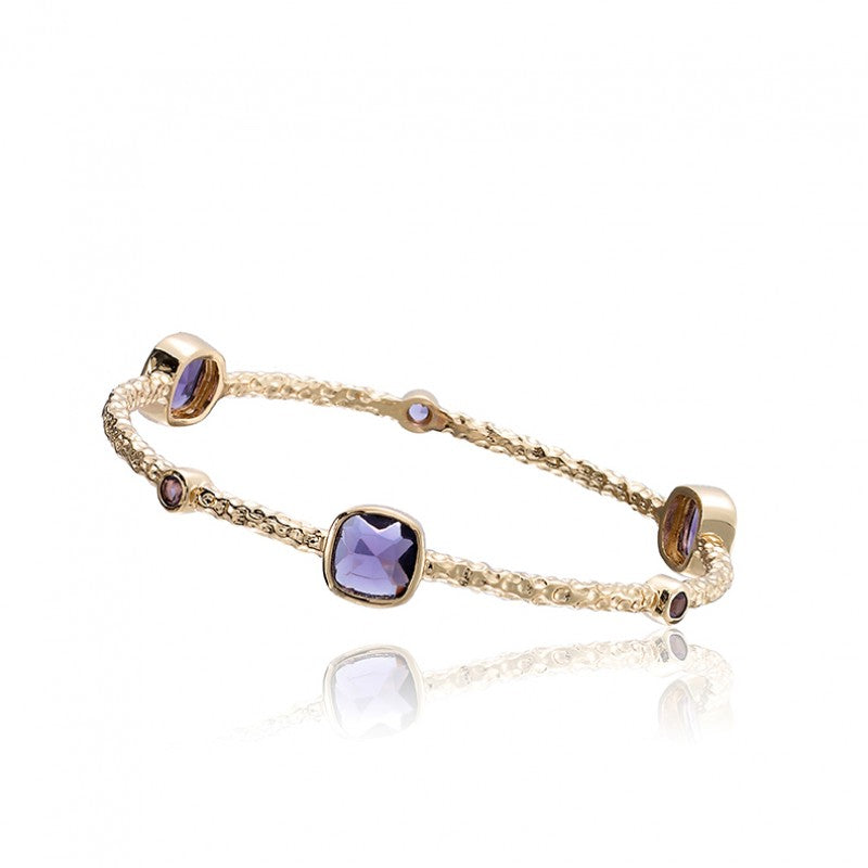 ARCTIC MIST Hammered Bangle With Square Stones Wholesale