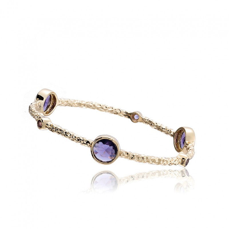 ARCTIC MIST Hammered Bangle With Round Stones Wholesale