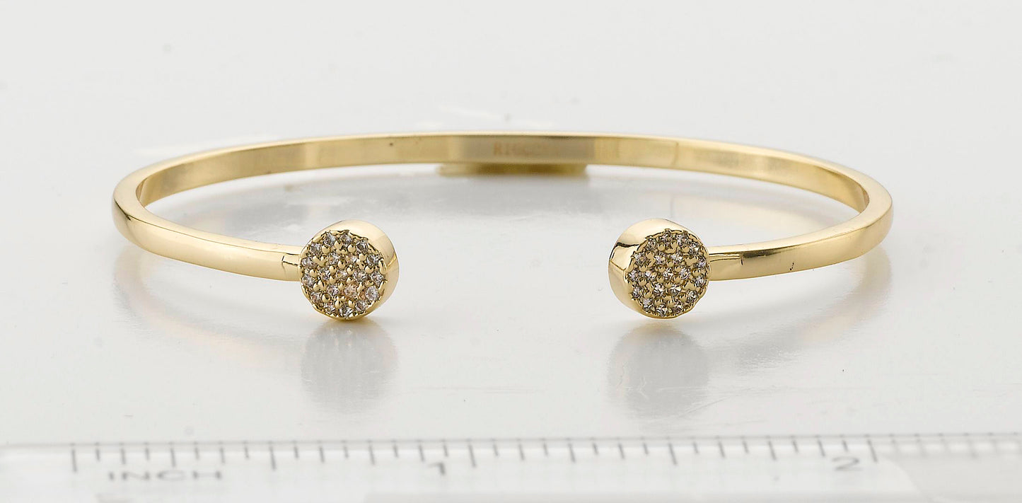 14K Gold Plated Cuff Bangle Accented With CZ Circles