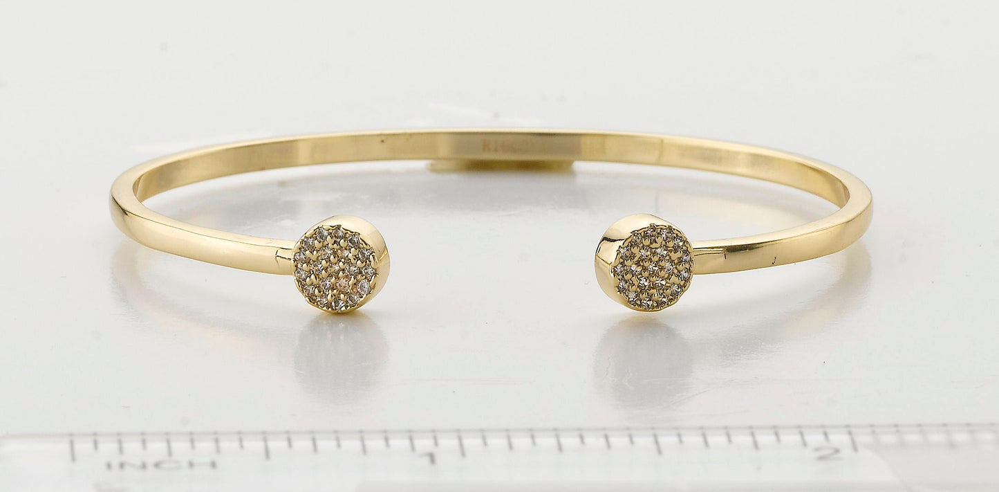 14K Gold Plated Cuff Bangle Accented With CZ Circles Wholesale