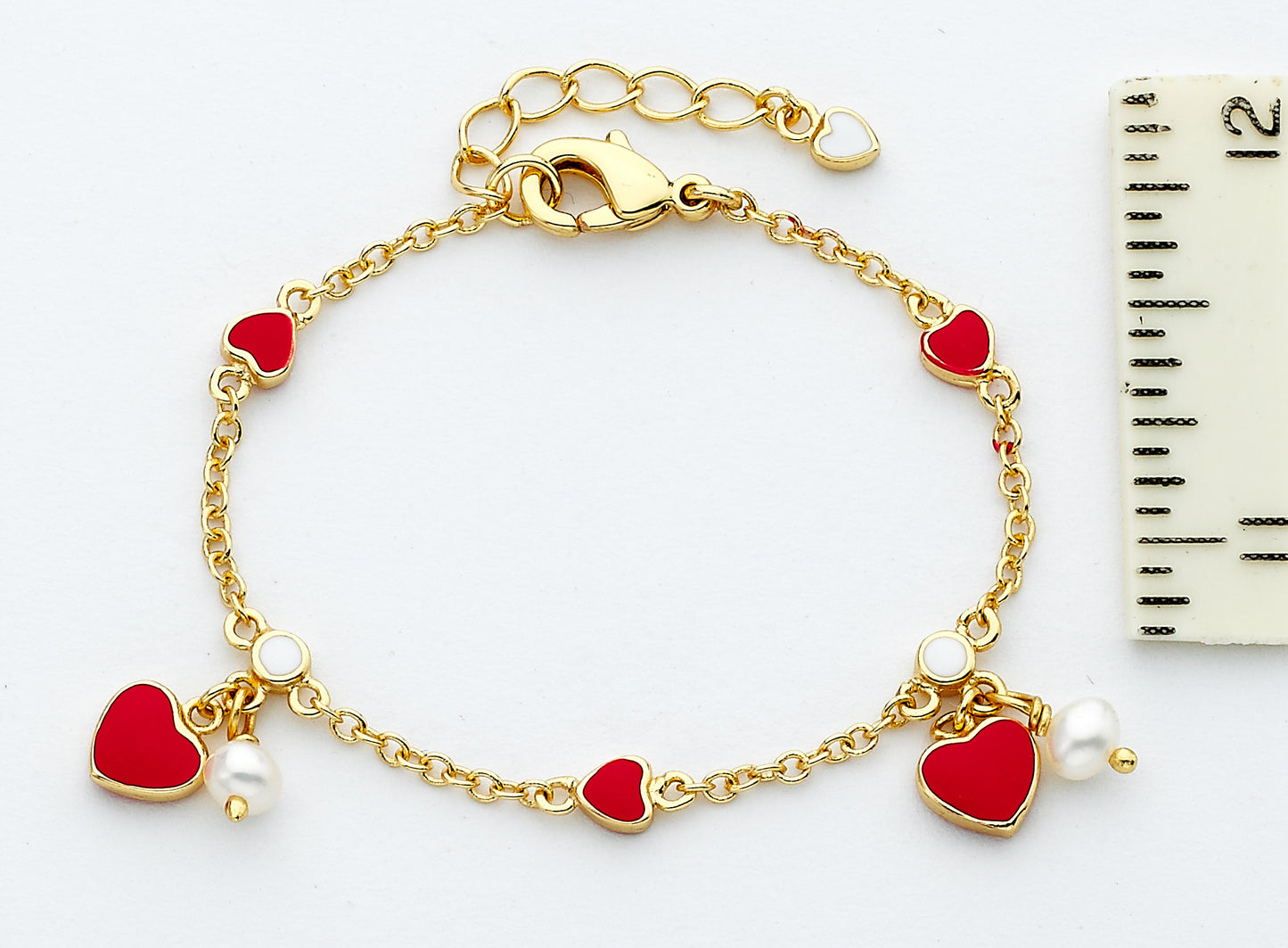 Enamel Heart Dangle Bracelet