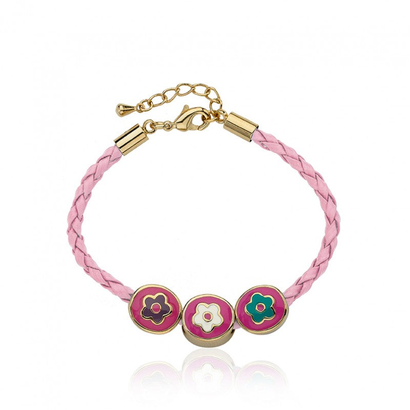 14k Gold Plated JEWEL BANDZ Braided Flower Slide Bracelet Wholesale