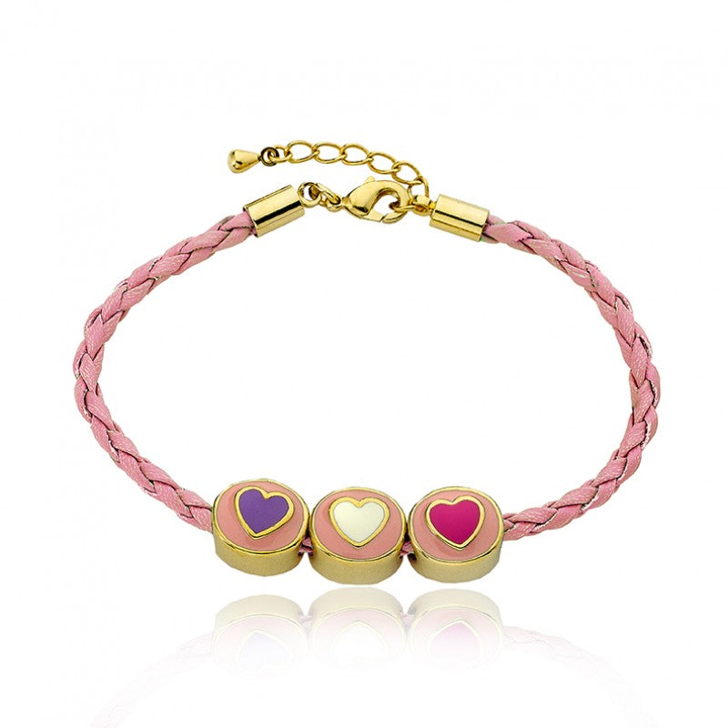 14k Gold Plated JEWEL BANDZ Aqua Braided Hearts Bracelet Wholesale
