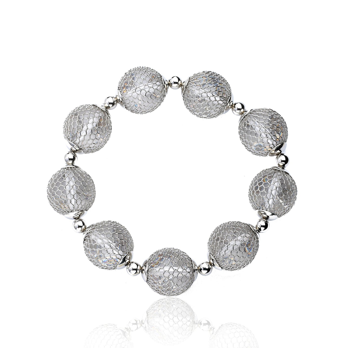Mesh Over Lucite Ball Stretch Bracelet Wholesale