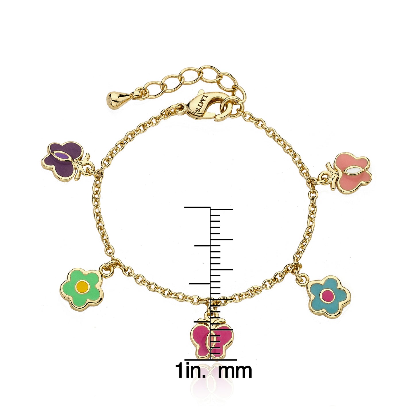 Enamel Butterfly & Flower Charm Bracelet
