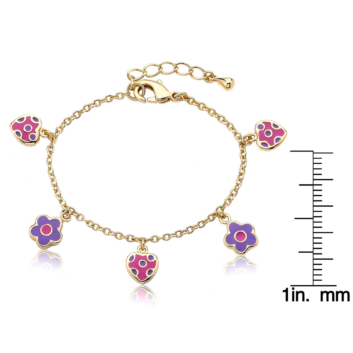 Enamel Heart & Flower Charm Bracelet Wholesale