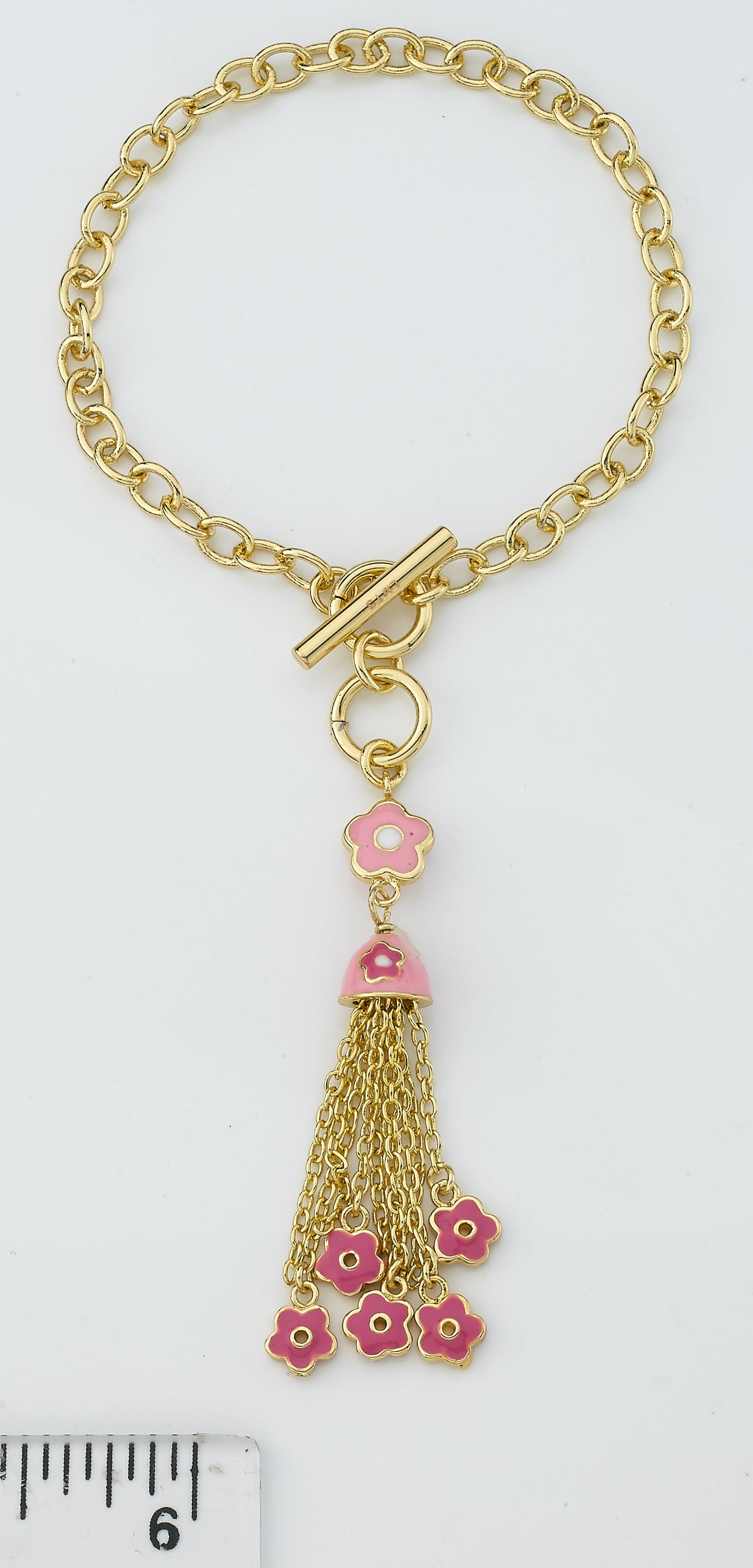 14k Gold Plated FROSTED FLOWERS Tassel Bracelet Wholesale