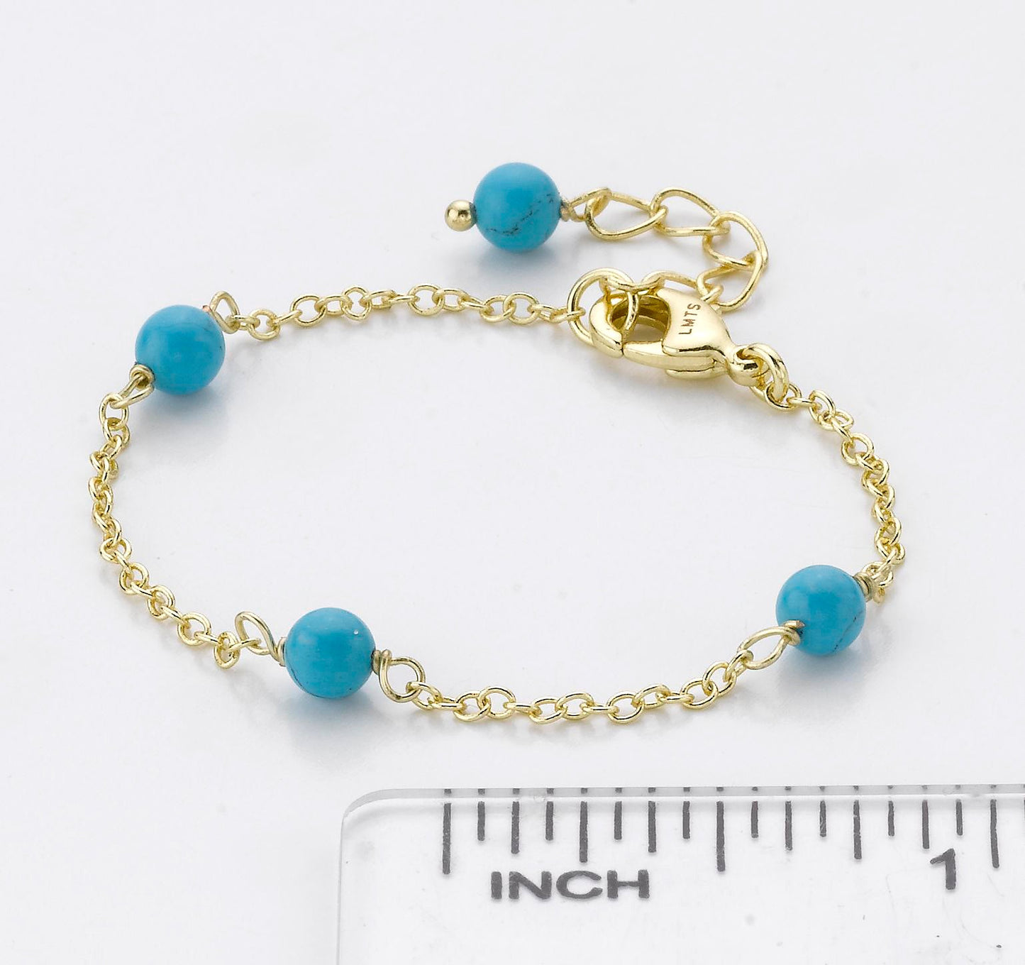 14k Gold Plated LITTLE MISS FLOWER GIRL Pearl & Turquoise Station Bracelet Wholesale
