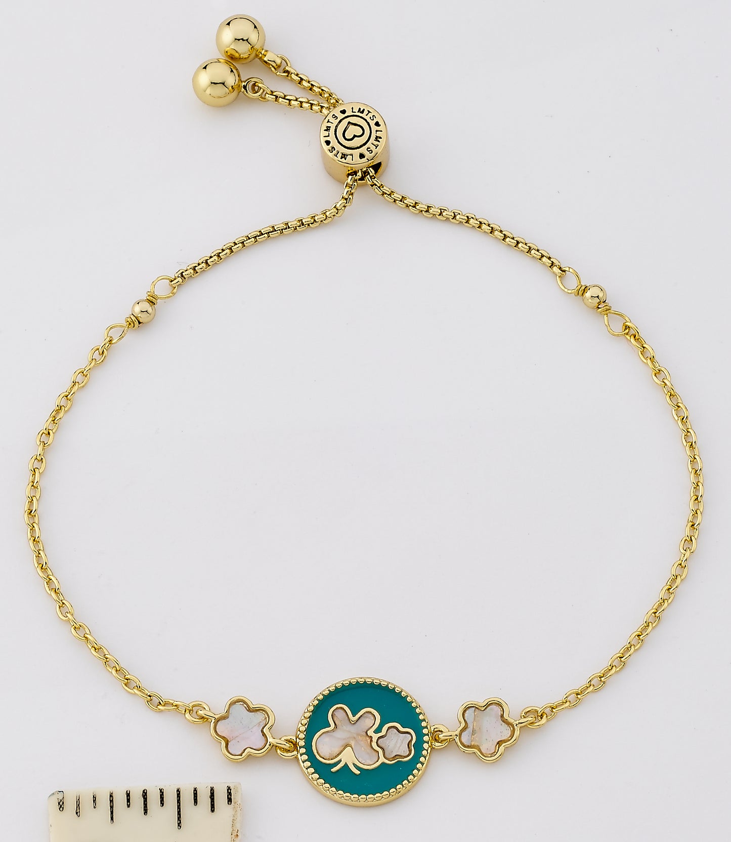 14K Gold Plated Pink Enamel Cut Out Butterfly Over Mother of Pearl Expandable Bracelet