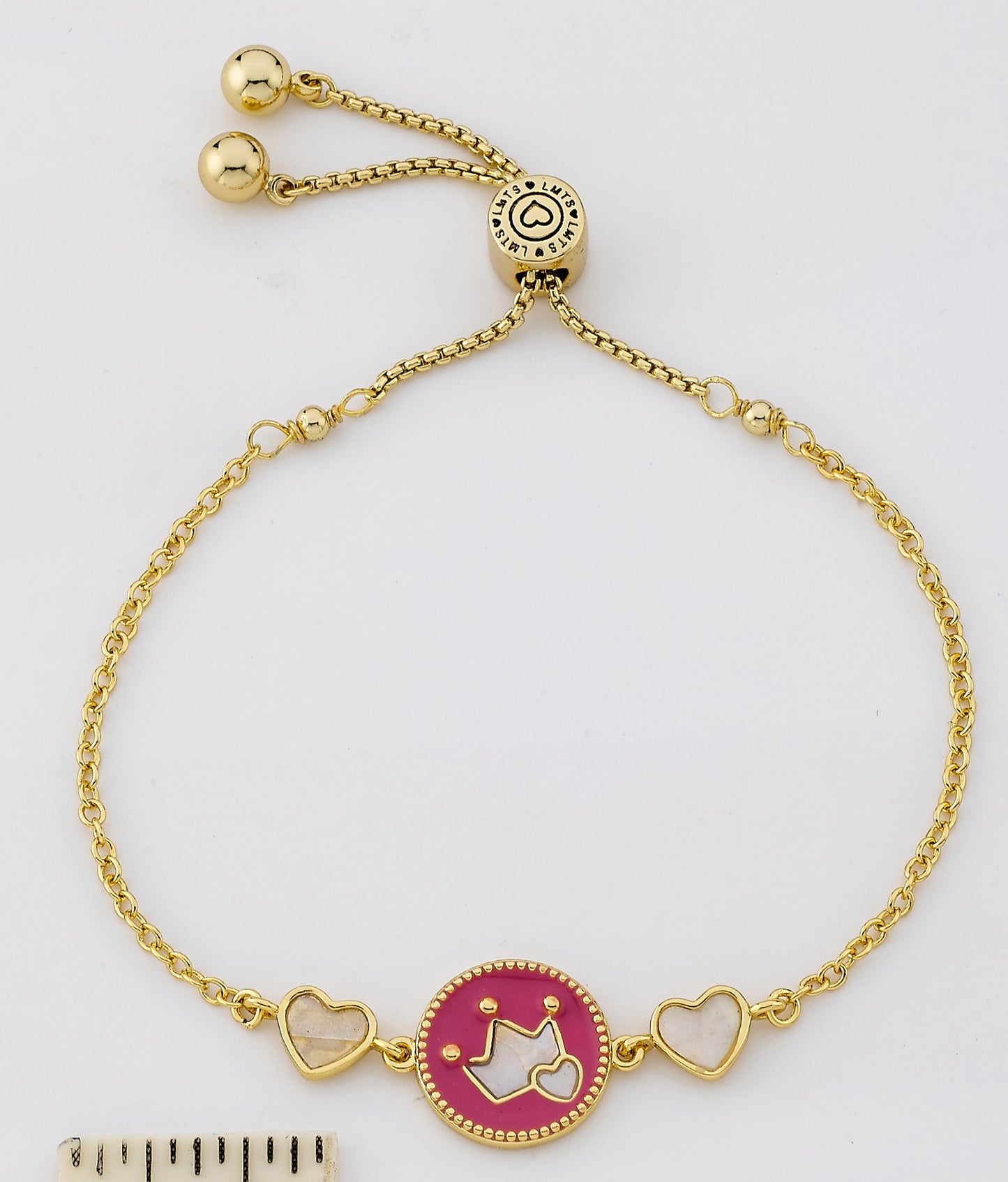 14K Gold Plated Enamel Cut Out Crown Over Mother of Pearl Expandable Bracelet Wholesale