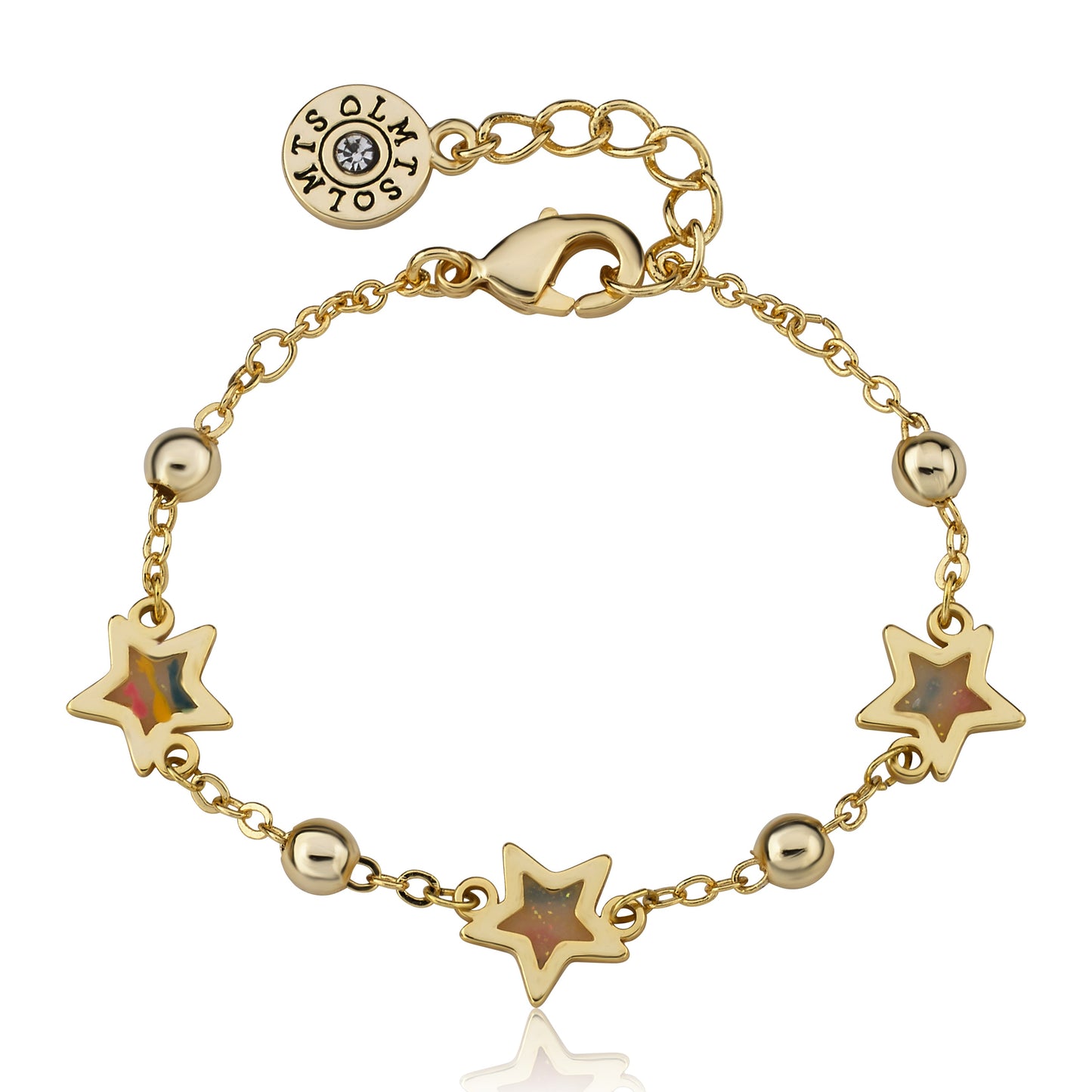 14k Gold Plated Pink Transparent Triple Star Chain Bracelet Wholesale