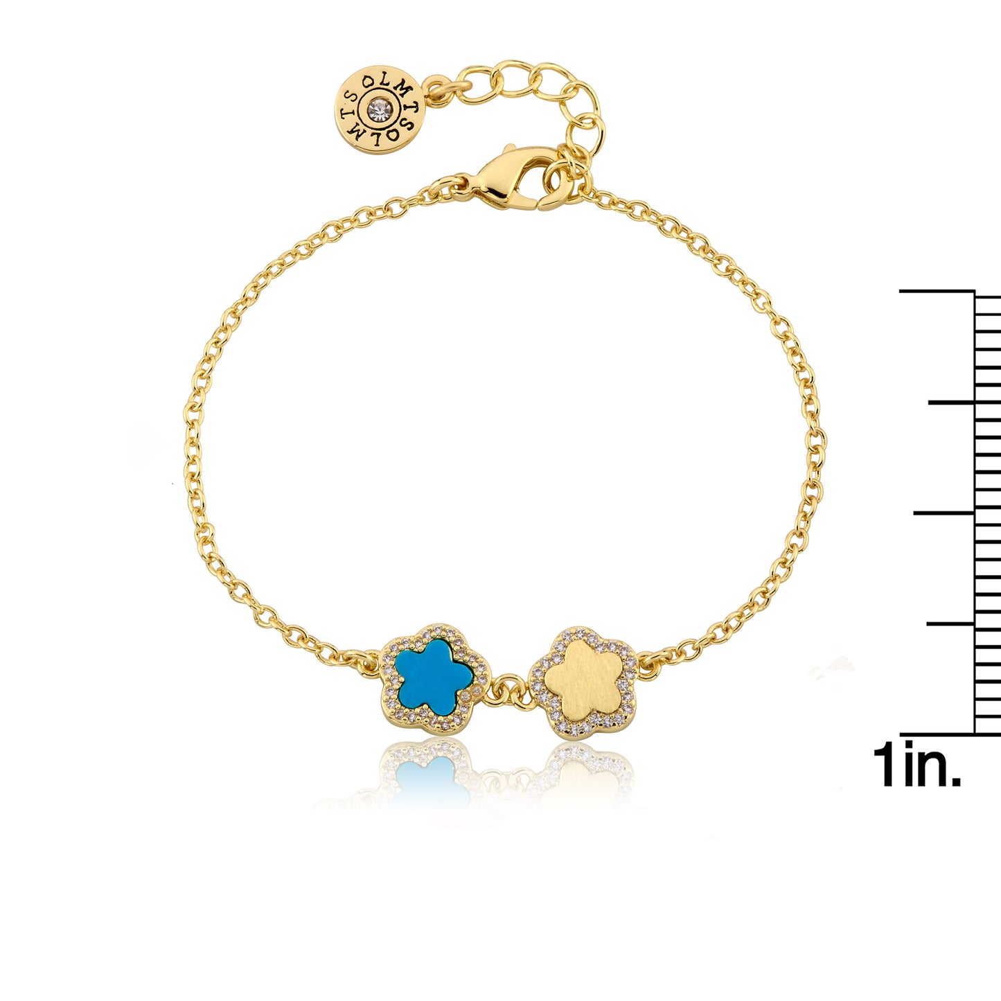 LMTS Classic! Cz Framed Flower Chain Bracelet