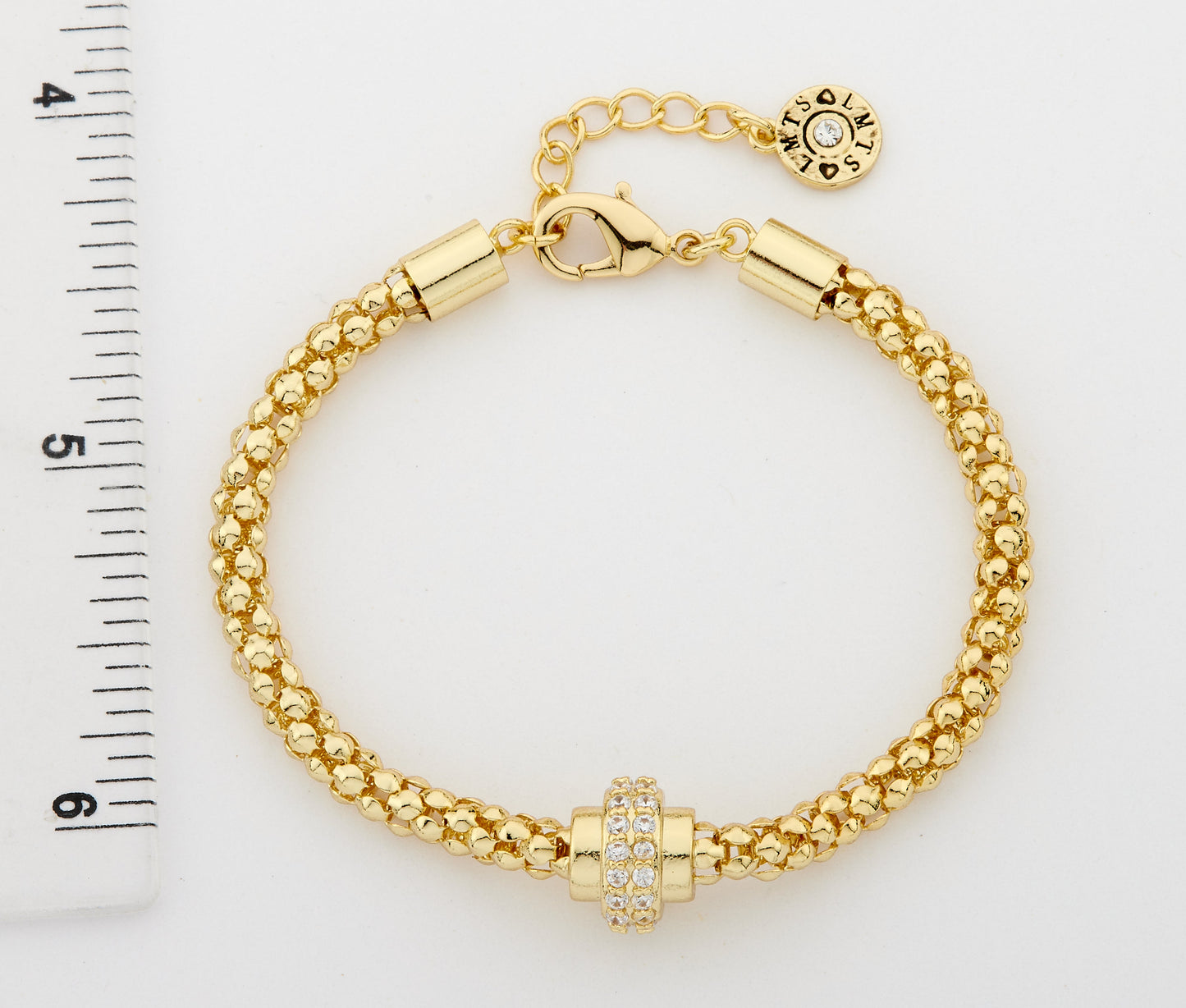 14K Gold Plated Mesh Rope Cz Center Slide Bracelet Wholesale