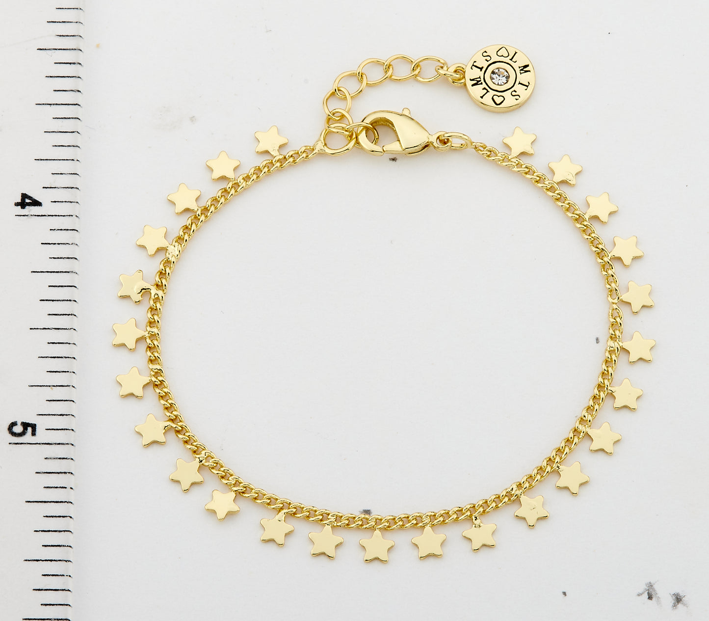14K Gold Plated Link & Small Stars Dangles Bracelet
