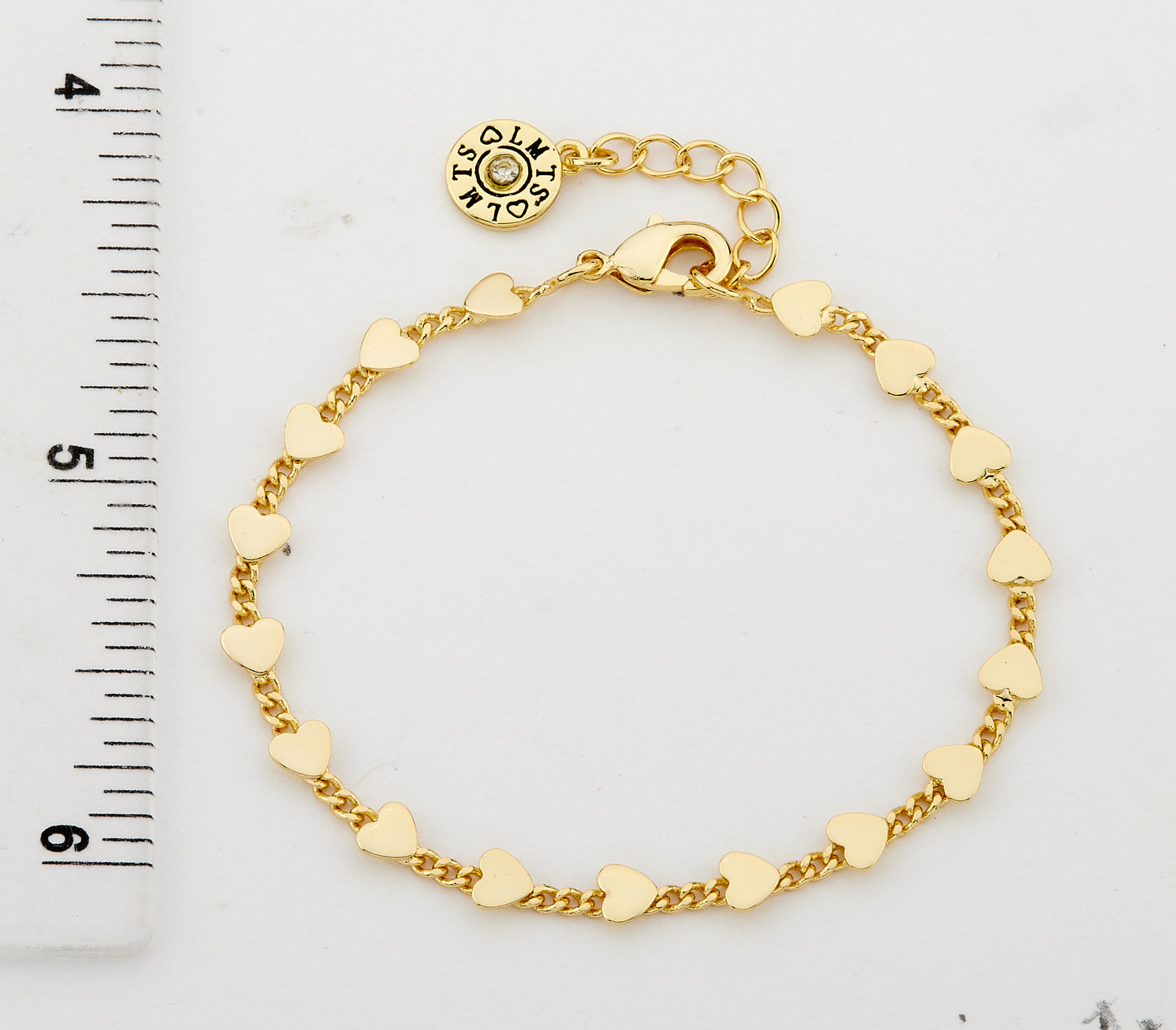 14K Gold Plated Hearts On Link Bracelet