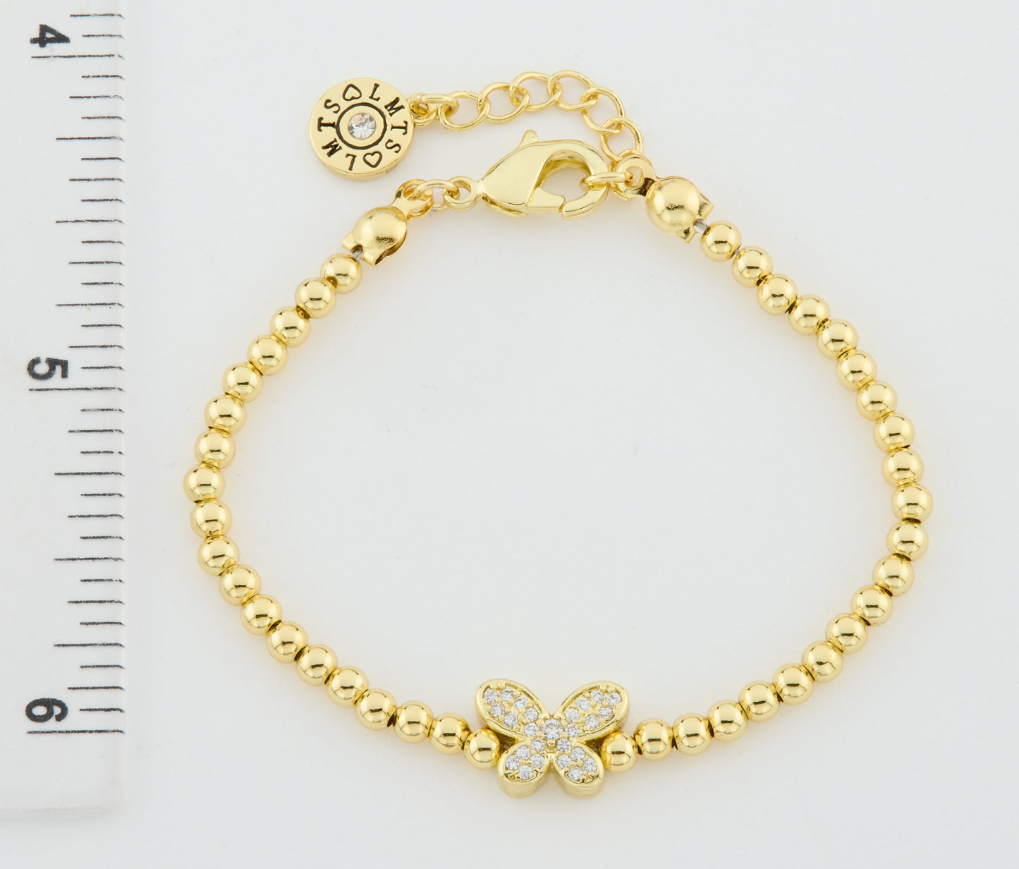 LMTS Classic! 14K Gold Plated Bead & Cz Butterfly Wire Bracelet Wholesale