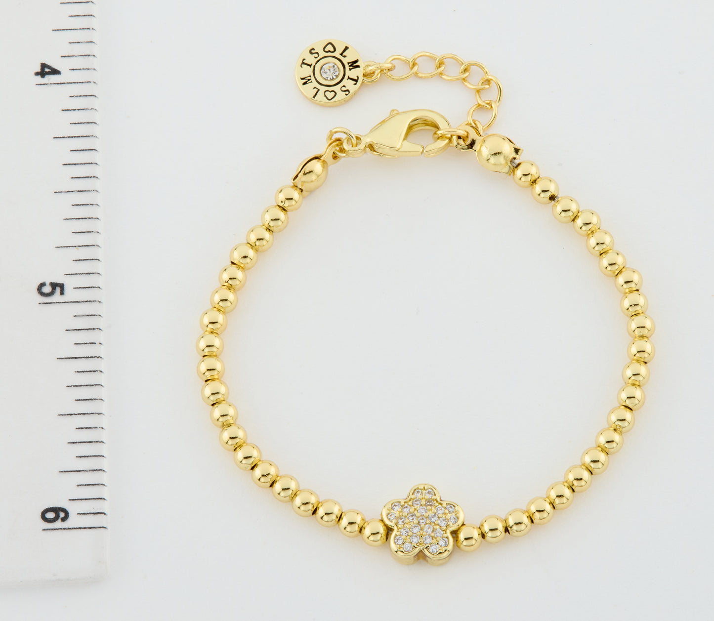 LMTS Classic! 14K Gold Plated Bead & Cz Flower Wire Bracelet Wholesale