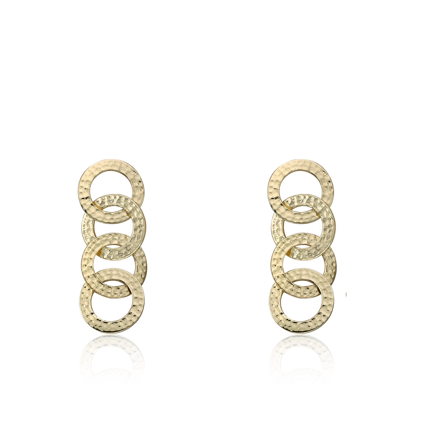 14K Gold Plated Country Chic Hammered Open Circles Link Earrings Wholesale