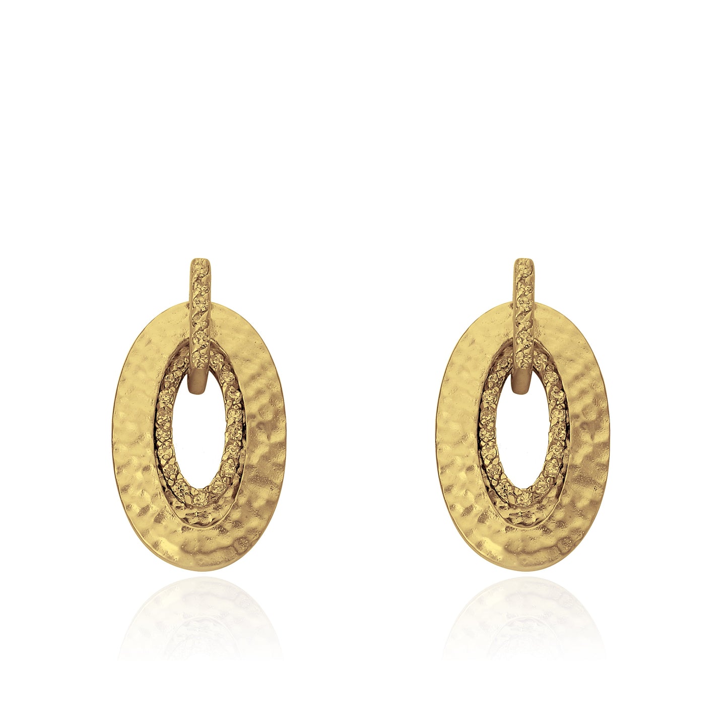 14K Gold Plated Retro Hammered Teardrop In Teardrop Earring Wholesale