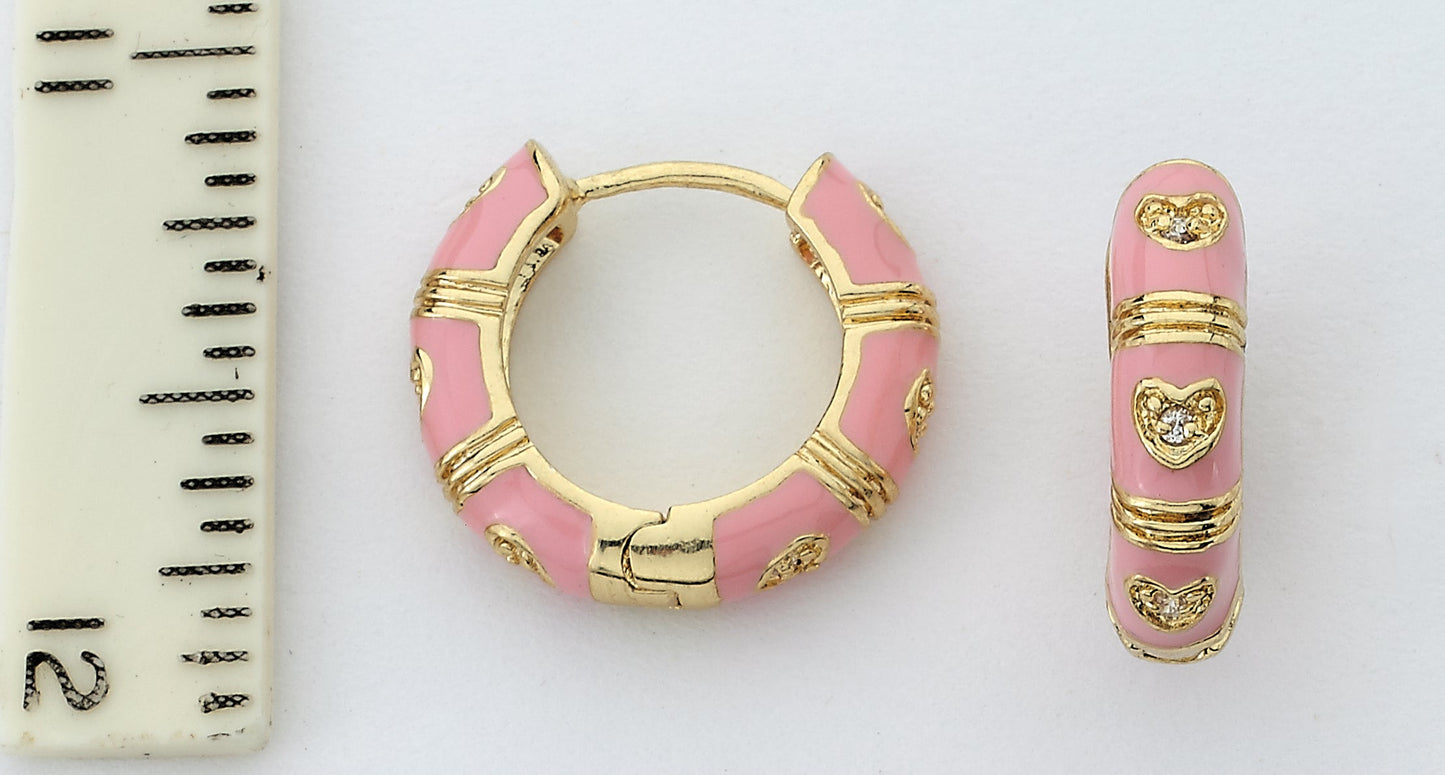 Enamel CZ Hearts Huggy Earring Wholesale