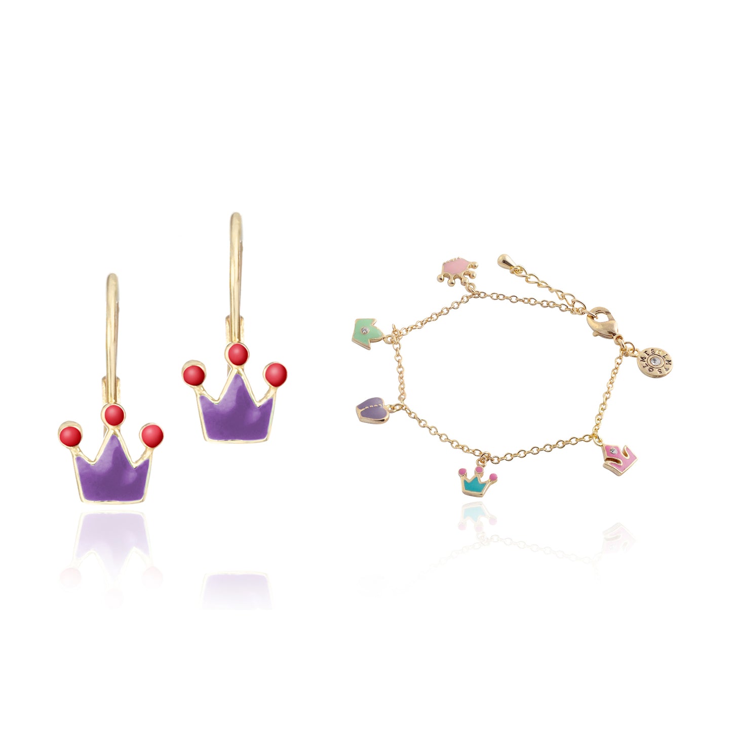 Enamel Crown Charm Bracelet