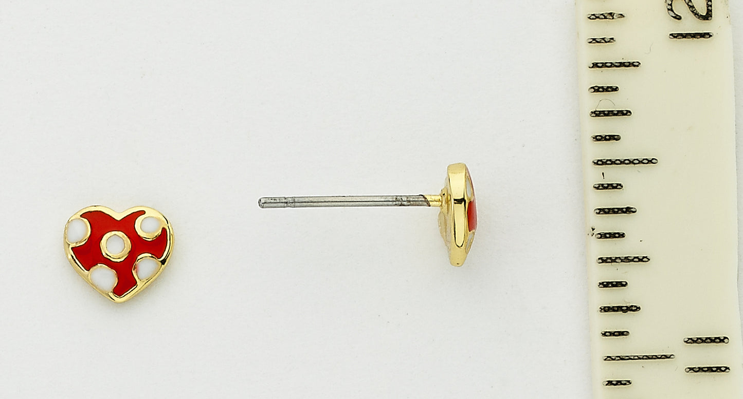 Enamel Polka Dot Heart Earring