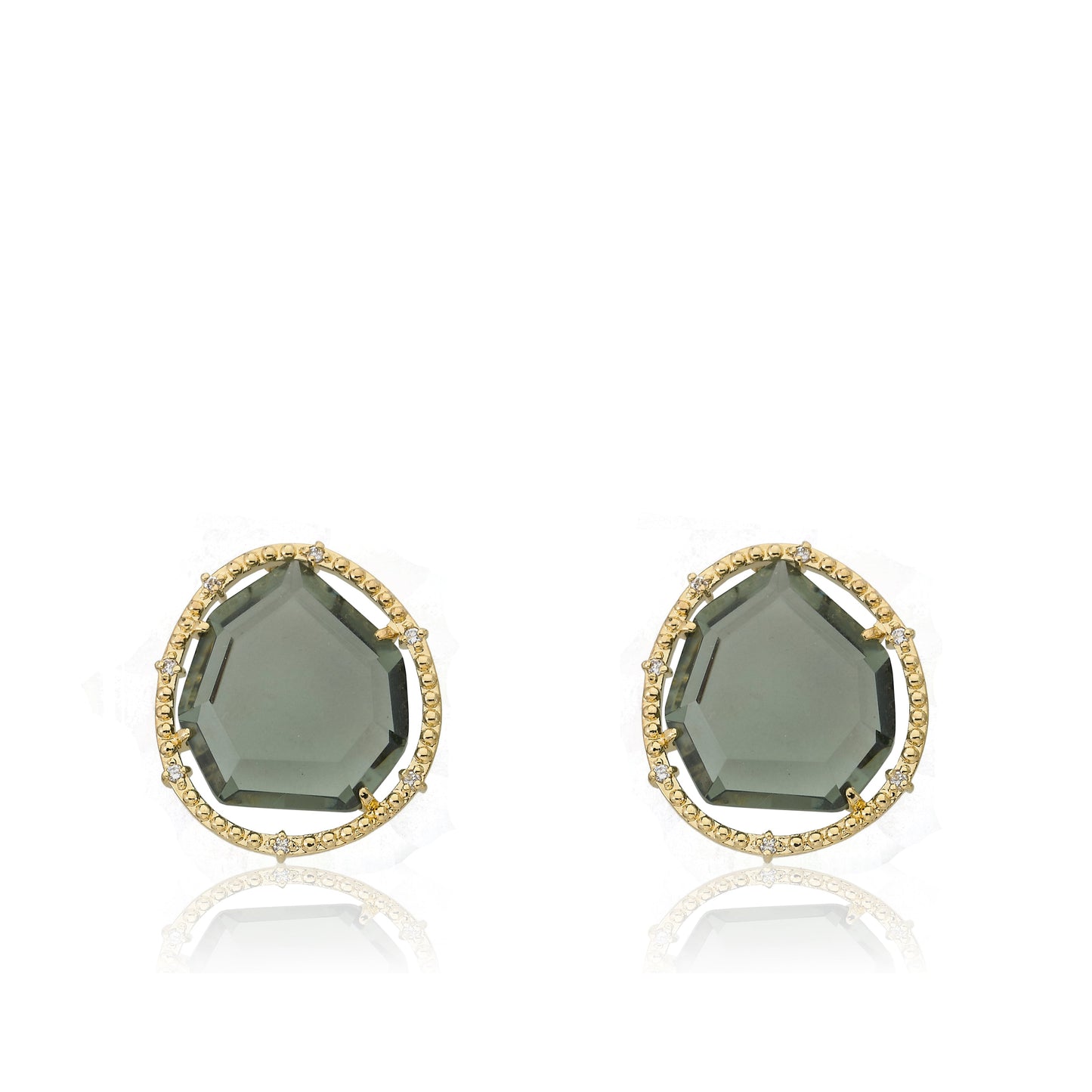 14K Gold Plated Sliced Glass Stud Earring Wholesale