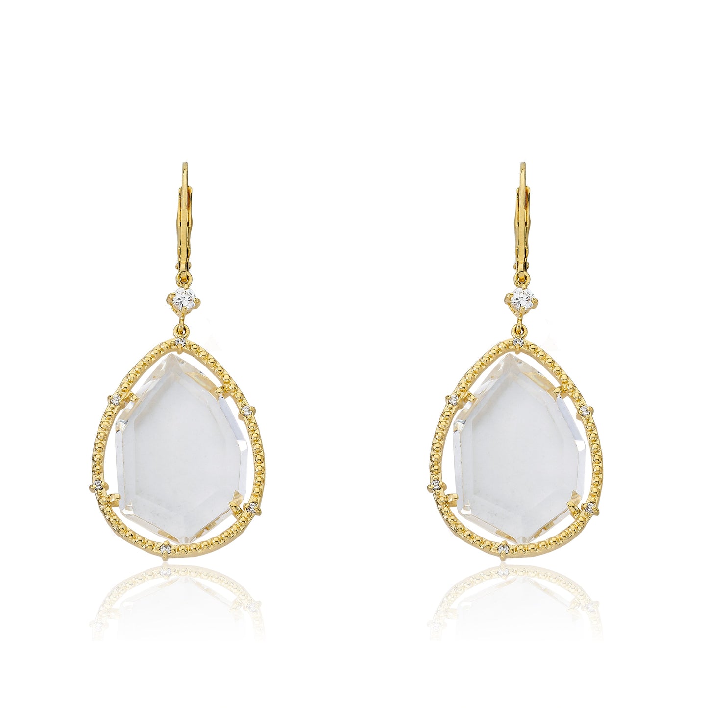 14K Gold Plated Sliced Glass Teardrop Dangle Earring Wholesale