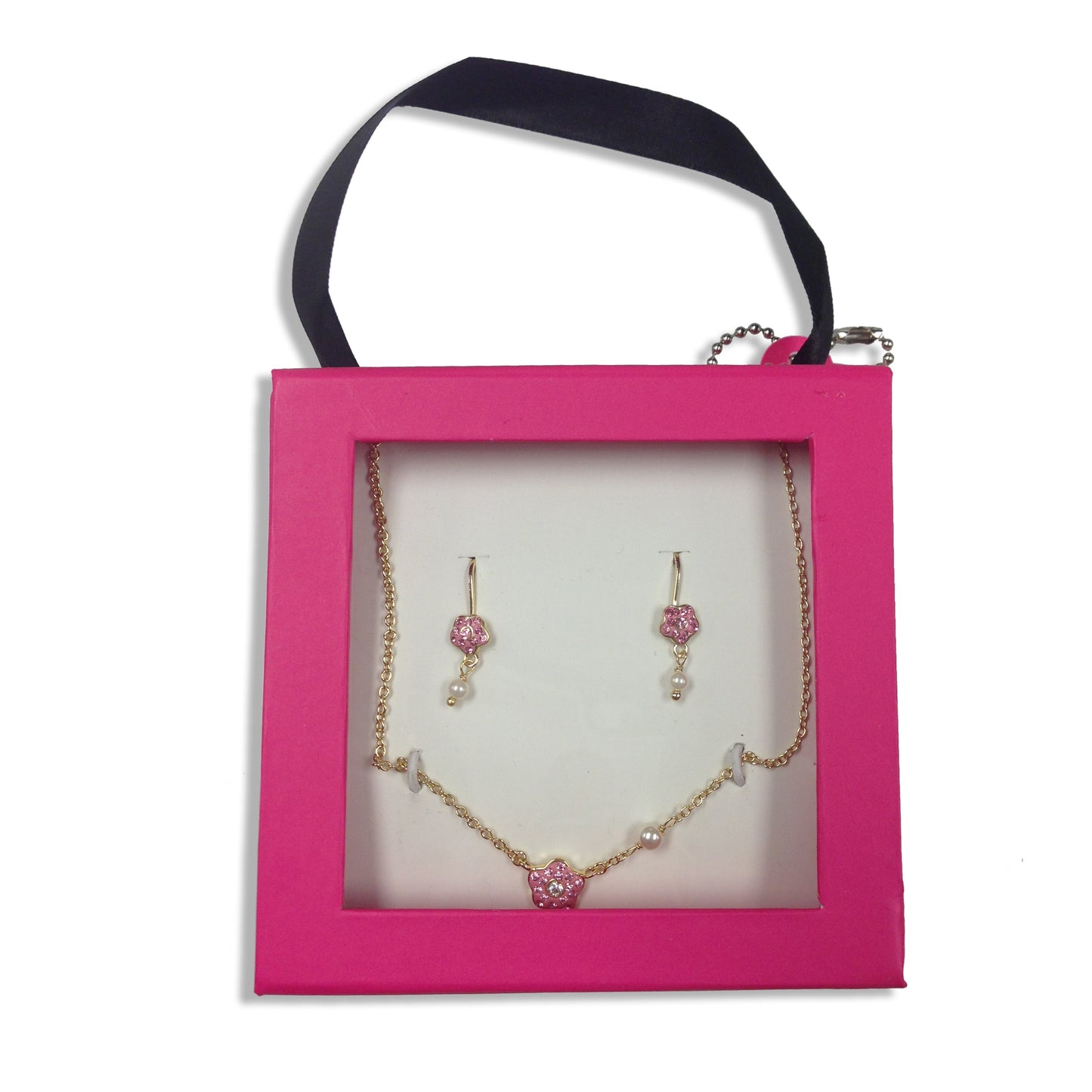 Crystal Flower & Pearl Dangle Earring Wholesale