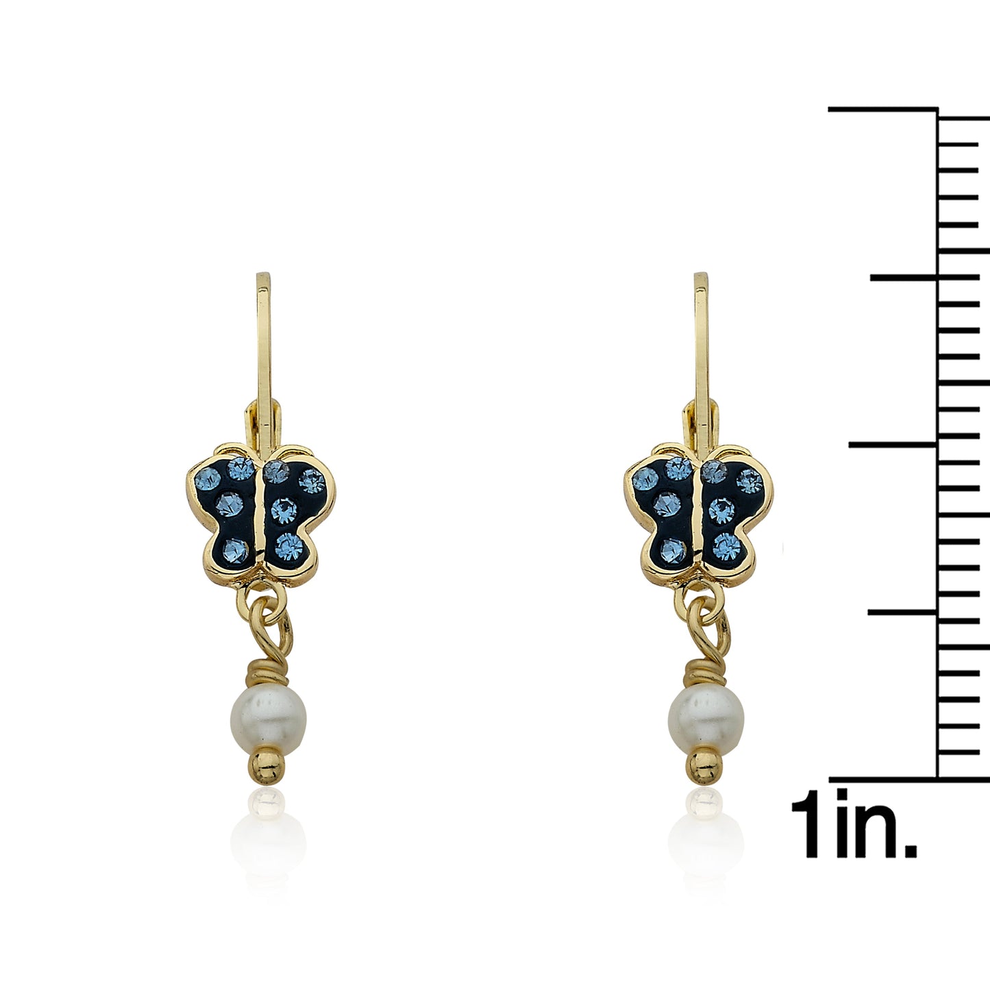 Crystal Butterfly & Pearl Dangle Earring Wholesale