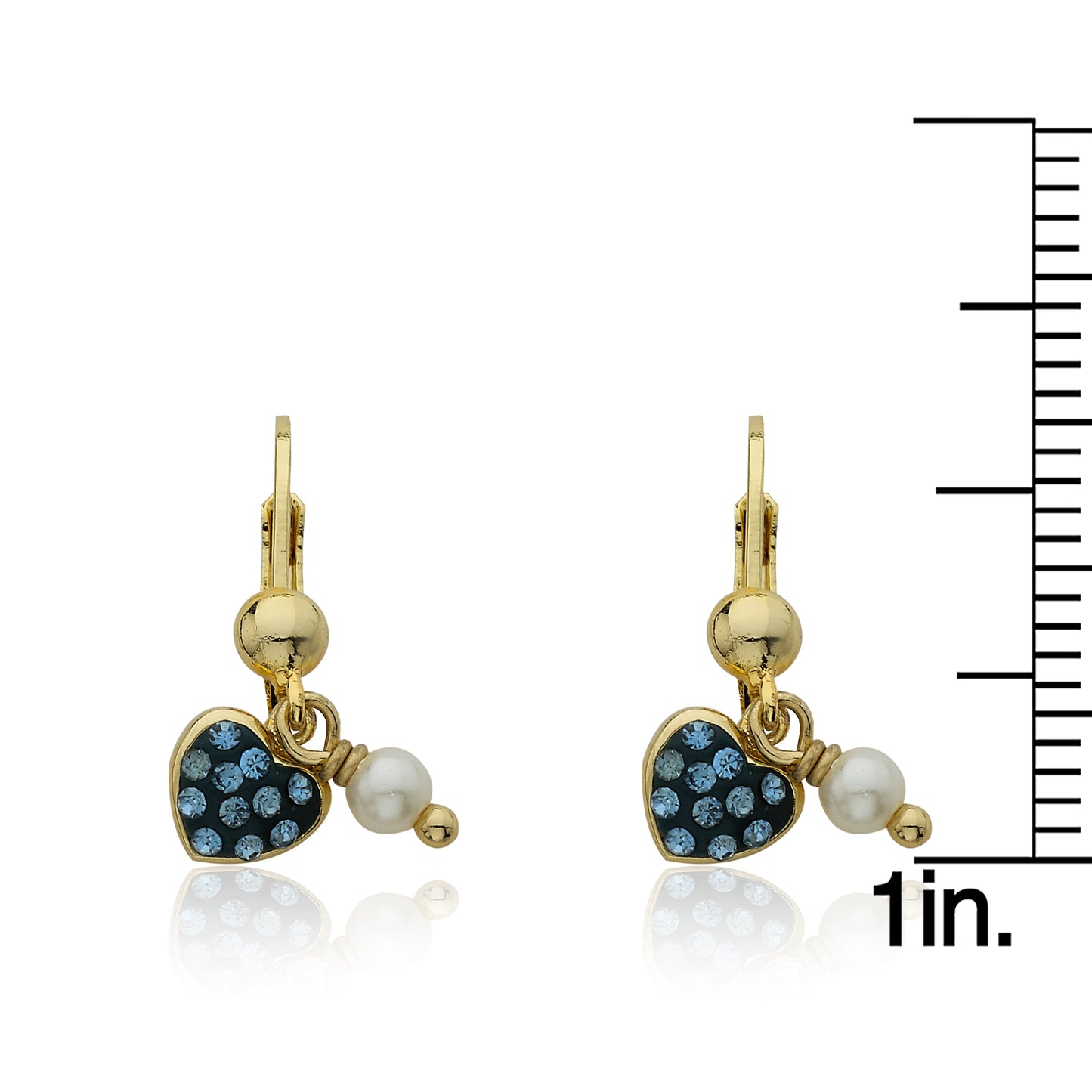 Crystal Heart And Pearl Dangle Earring With Gold Circle Wholesale