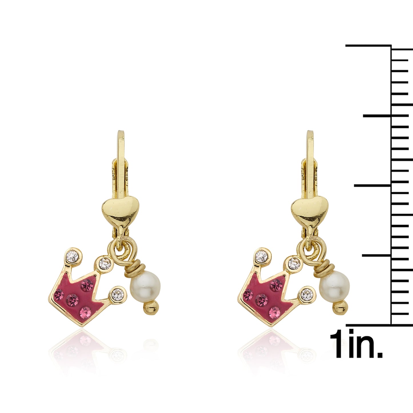 Crystal Crown & Pearl Dangle Earring With Gold Heart Wholesale