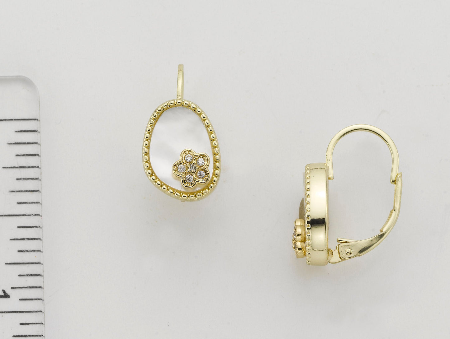 Mother Of Pearl Cz Flower Earring Wholesale