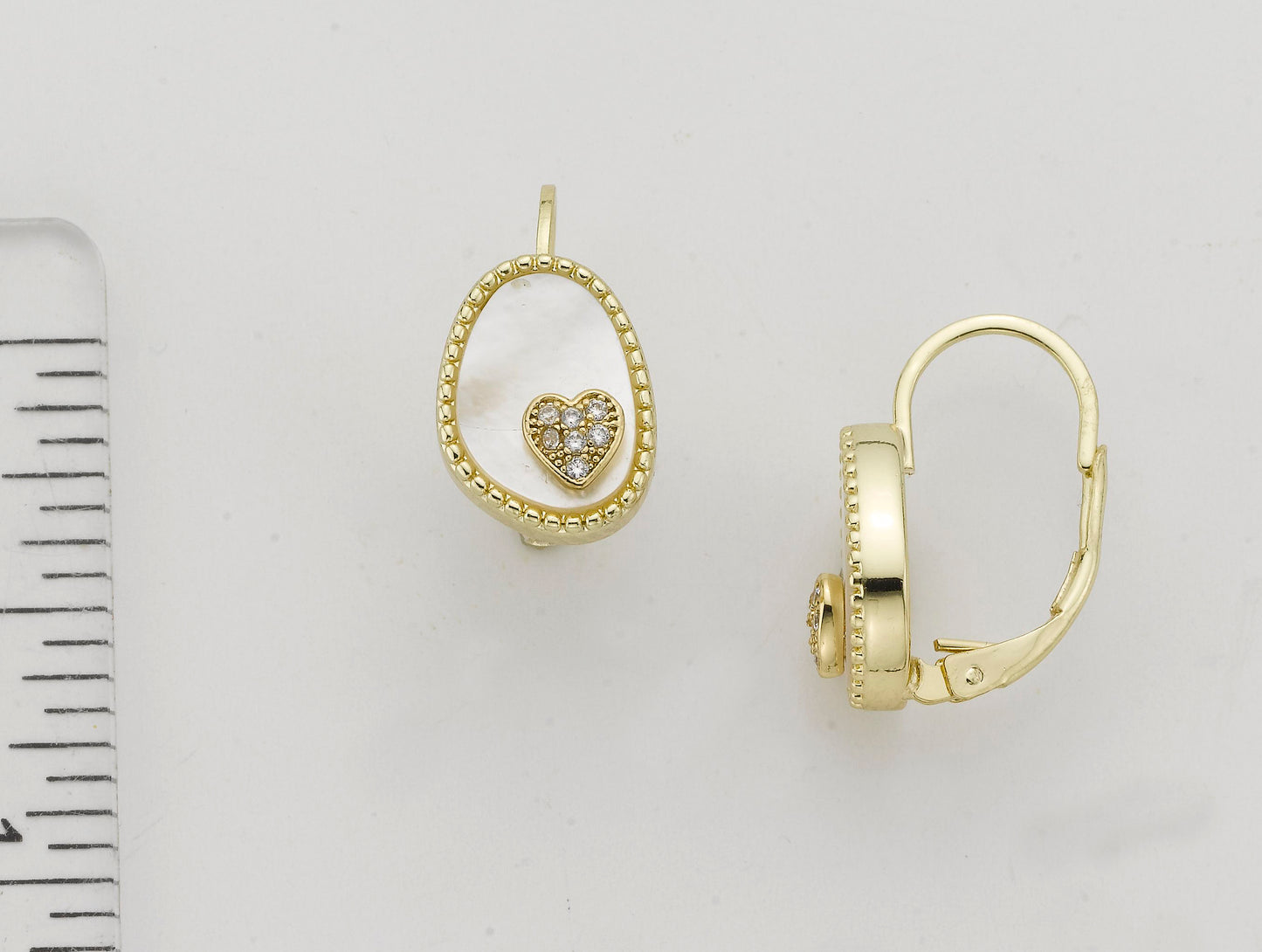 Mother Of Pearl Cz Heart Earring