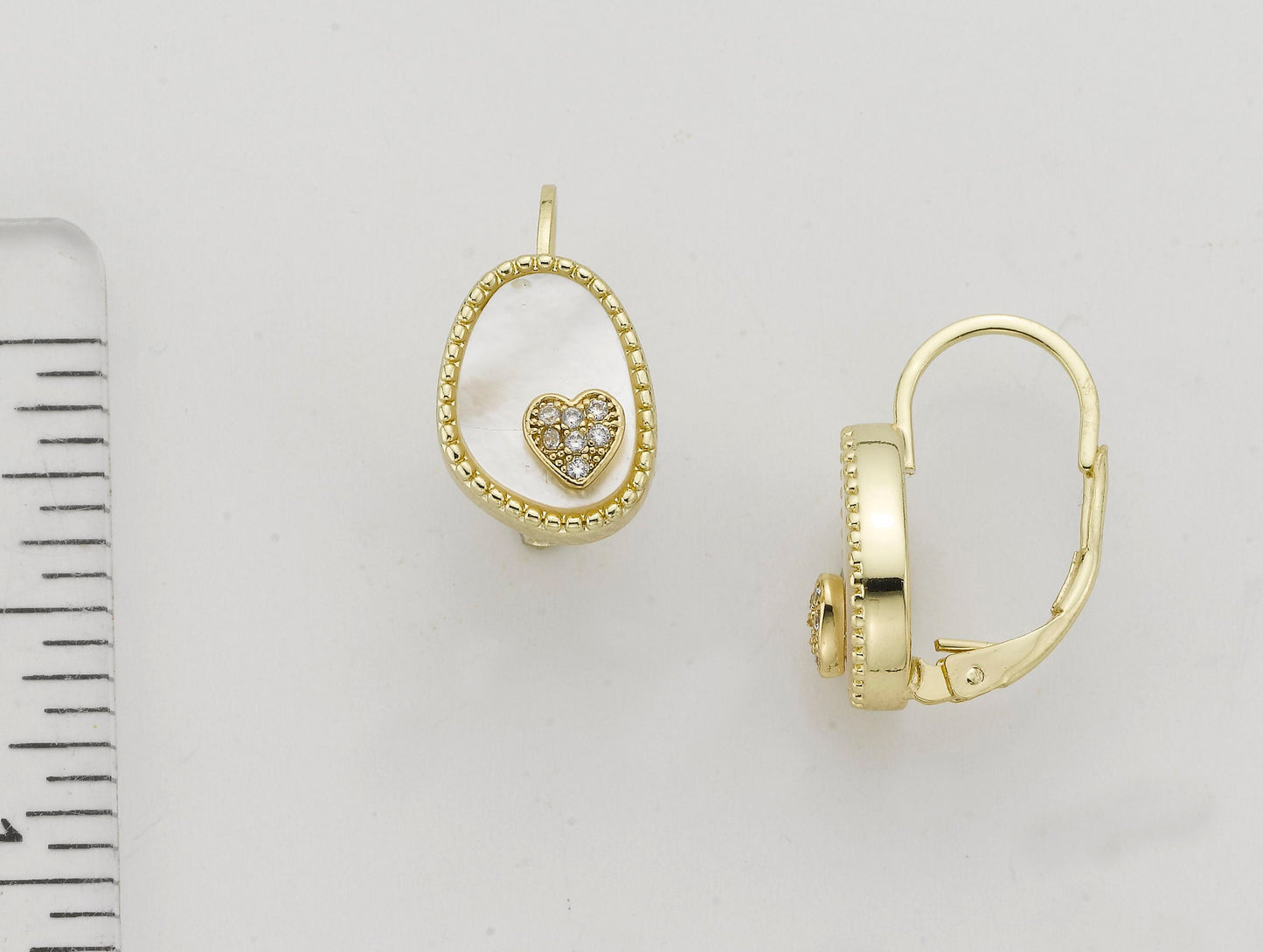Mother Of Pearl Cz Heart Earring Wholesale