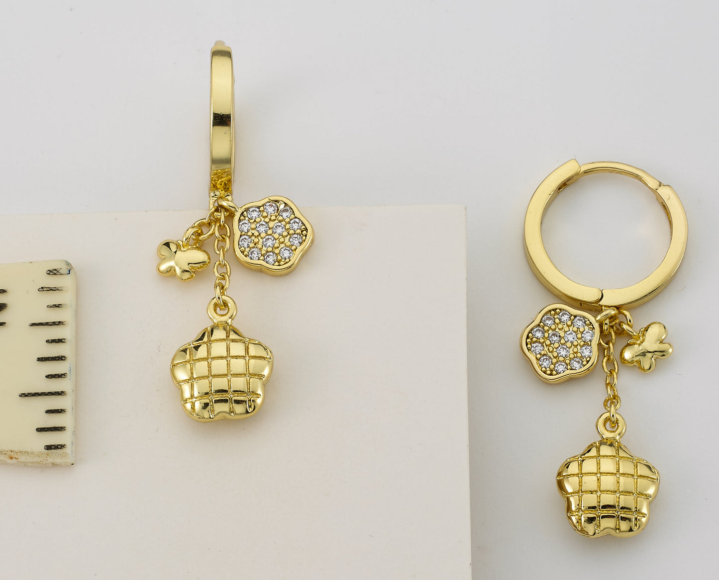 Flower & Cz Flower Cluster Dangle Earring Wholesale