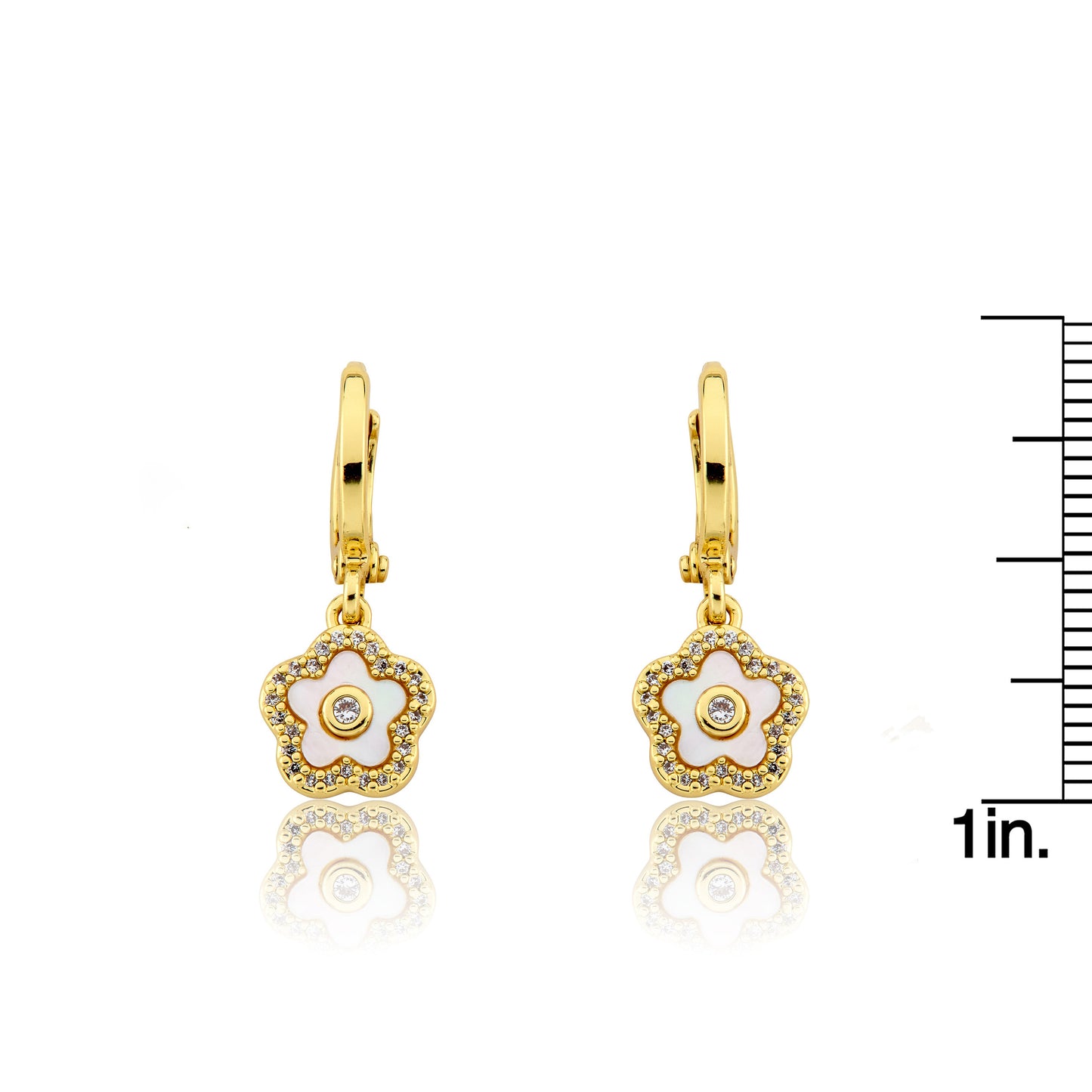 LMTS Classic! Mother Of Pearl Flower Huggie Dangle Earring Wholesale