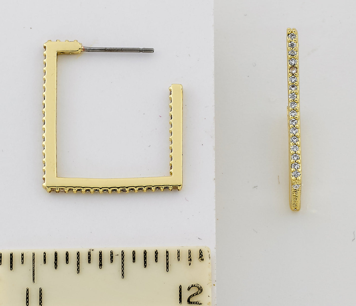14K Gold Plated CZ Square Hoop Earring Wholesale