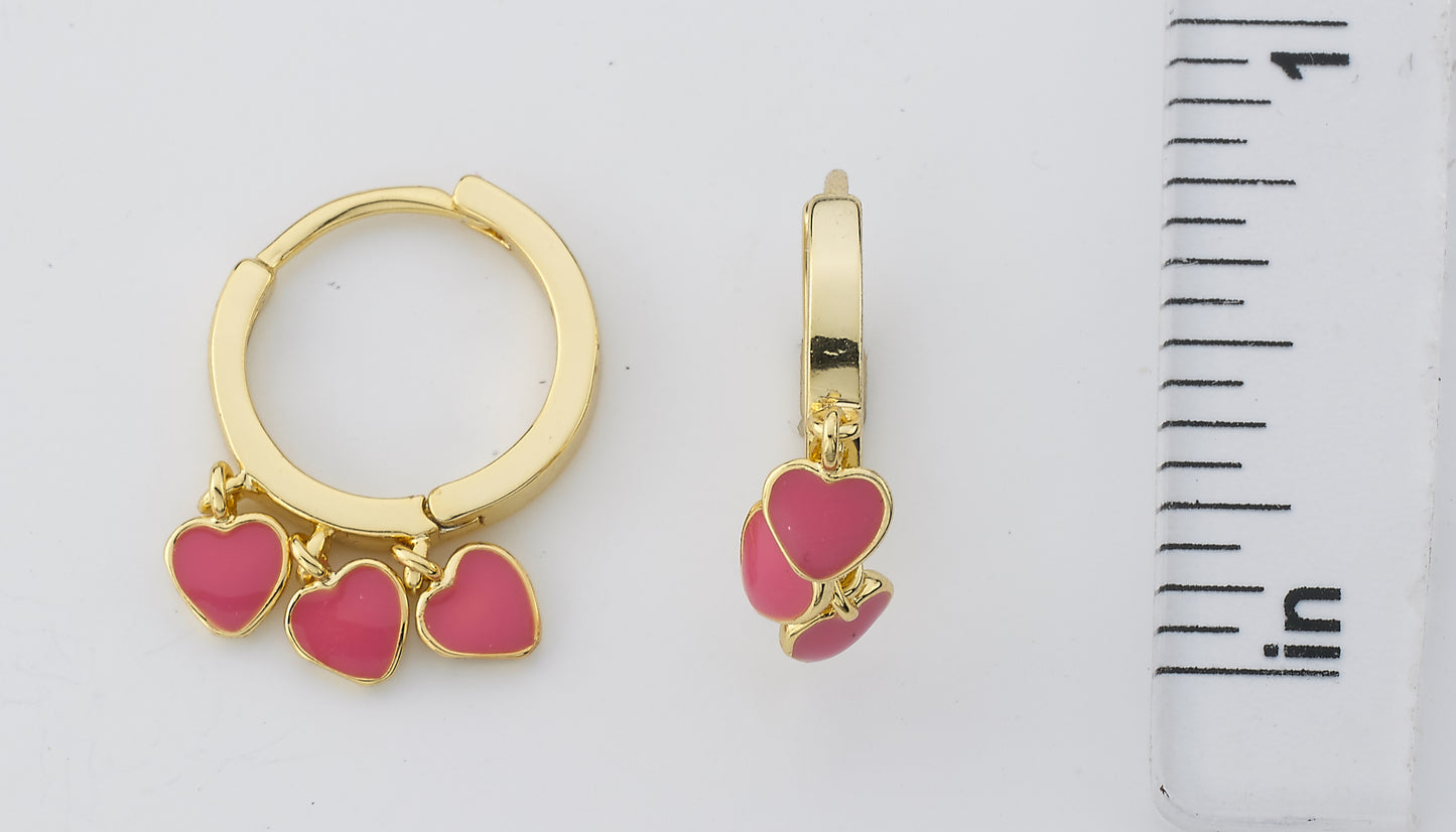 Enamel Hearts Dangle Earring