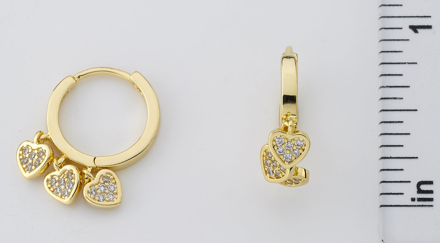 CZ Hearts Huggy Earring