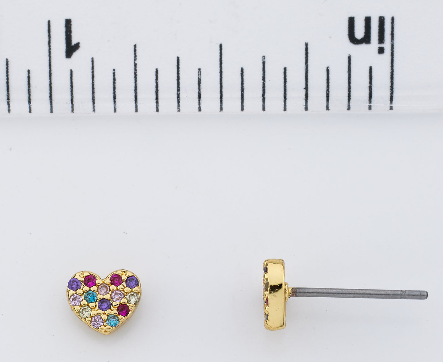 CZ Filled Small Heart Stud Earring