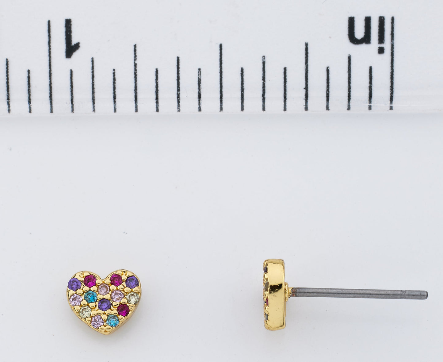 CZ Filled Small Heart Stud Earring Wholesale
