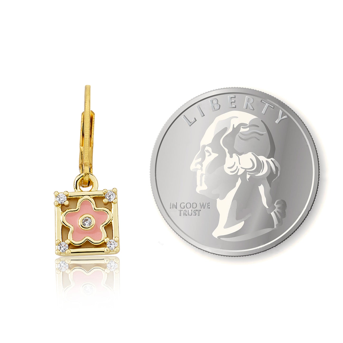 Enamel Flower Square Dangle Earring
