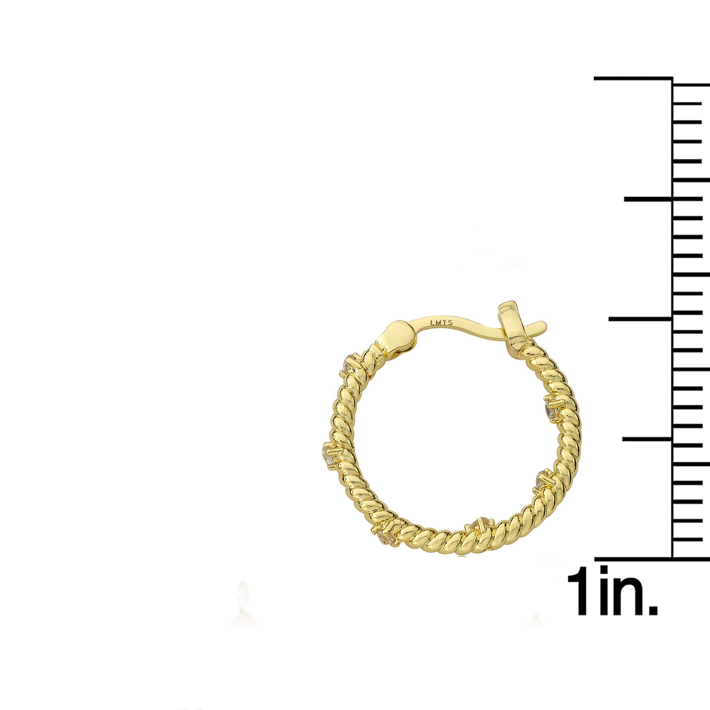 Small Rope Hoop Earring with CZ's